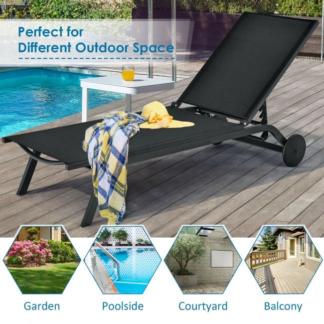 6-Position Adjustable Outdoor Recliner with Ergonomic Comfort