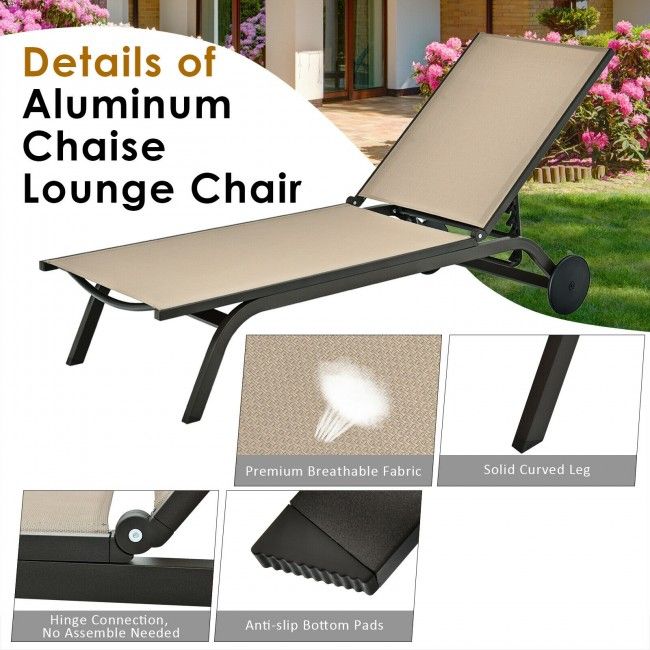 6-Position Adjustable Outdoor Recliner with Ergonomic Comfort