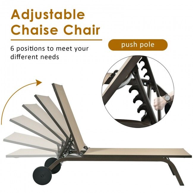 6-Position Adjustable Outdoor Recliner with Ergonomic Comfort