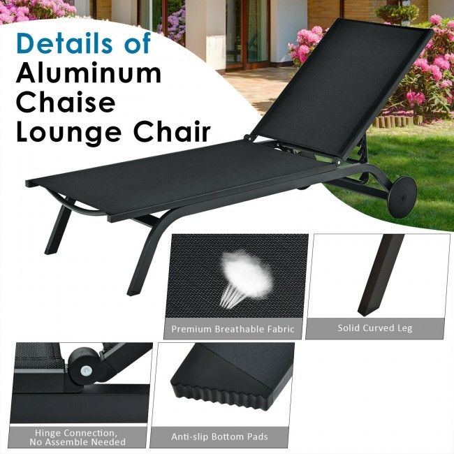 6-Position Adjustable Outdoor Recliner with Ergonomic Comfort