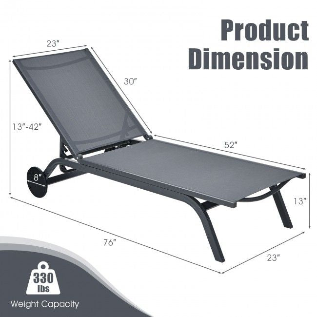 6-Position Adjustable Outdoor Recliner with Ergonomic Comfort