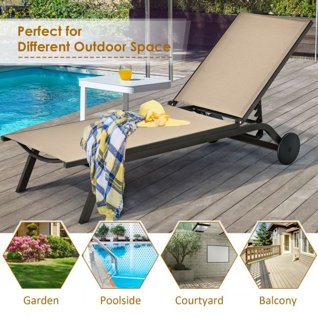 6-Position Adjustable Outdoor Recliner with Ergonomic Comfort