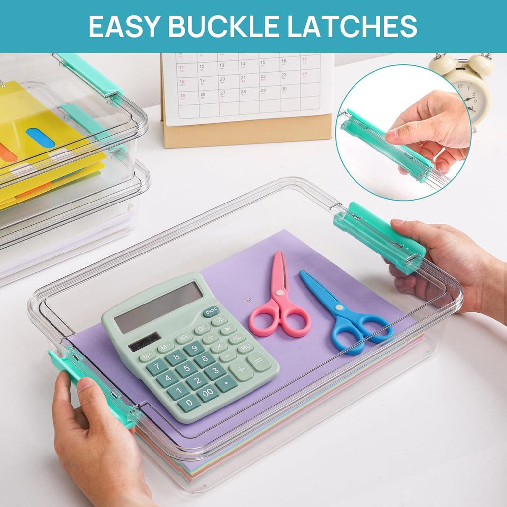 Clear Stackable Storage Bins with Lids for Craft, School, and Office Supplies