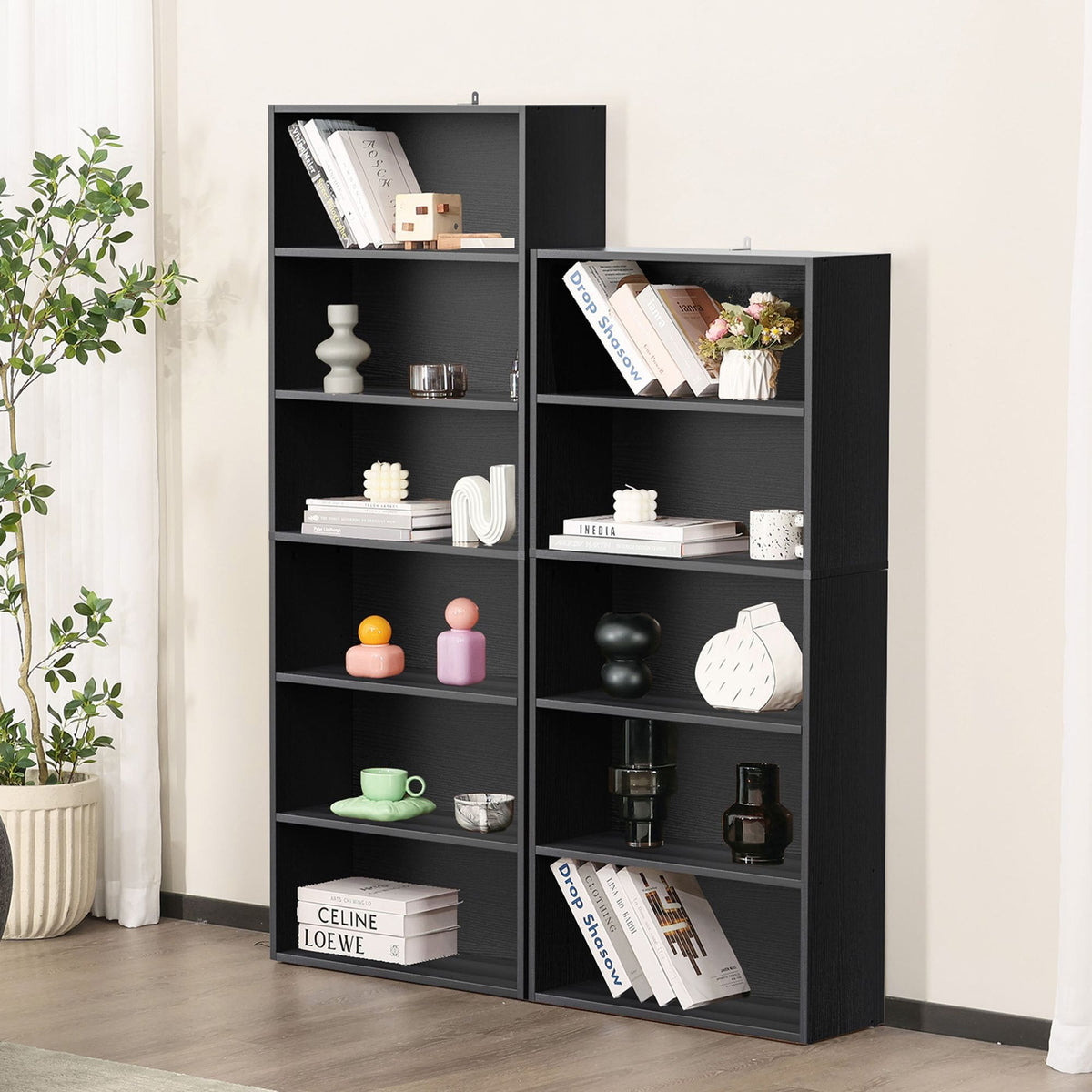 Open Industrial Bookcase with Adjustable Shelves