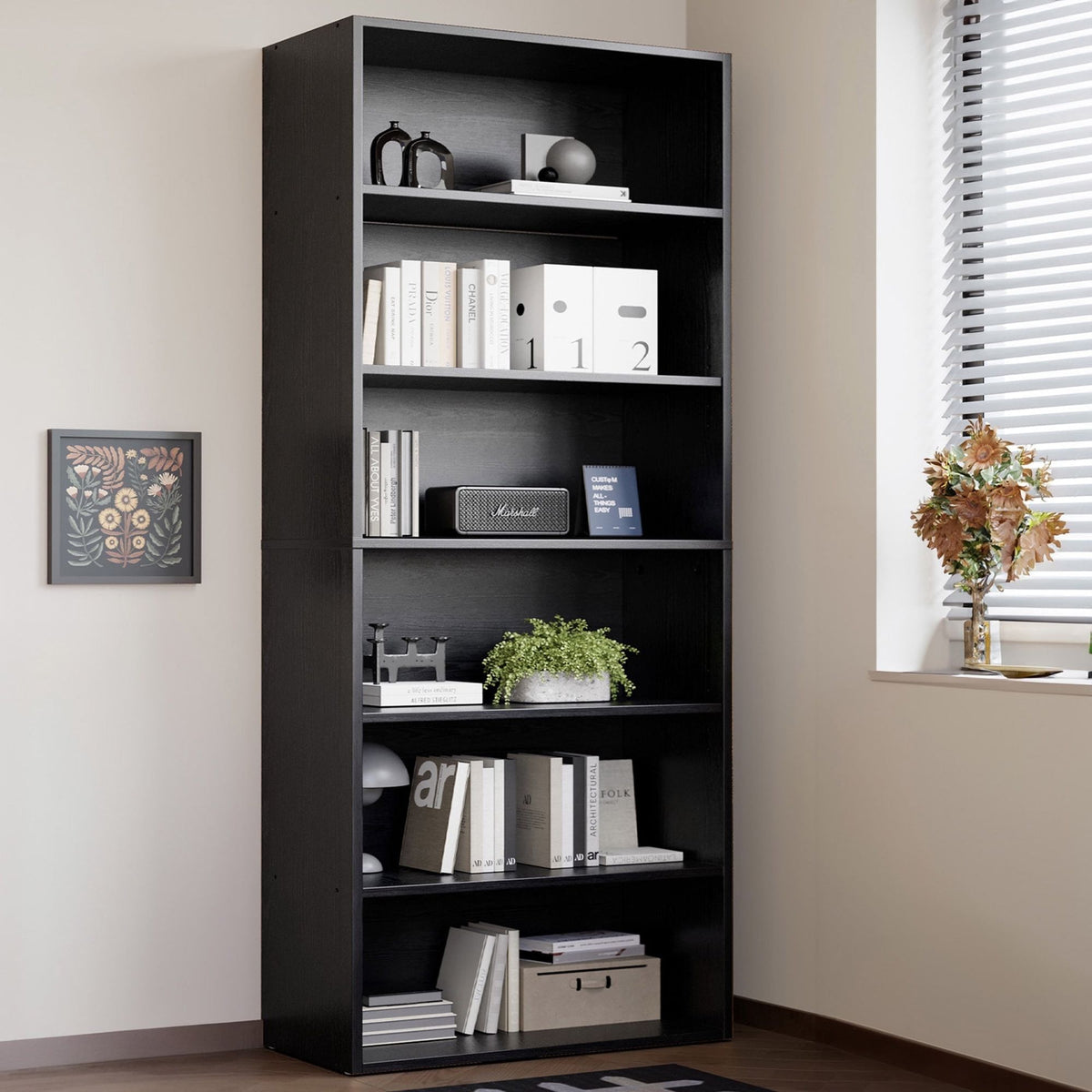Open Industrial Bookcase with Adjustable Shelves