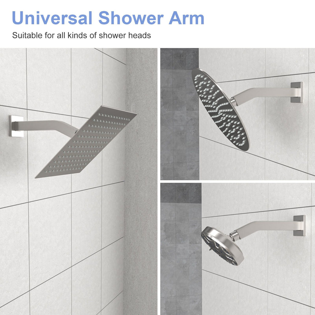 Brushed Nickel Angled Shower Arm with Flange