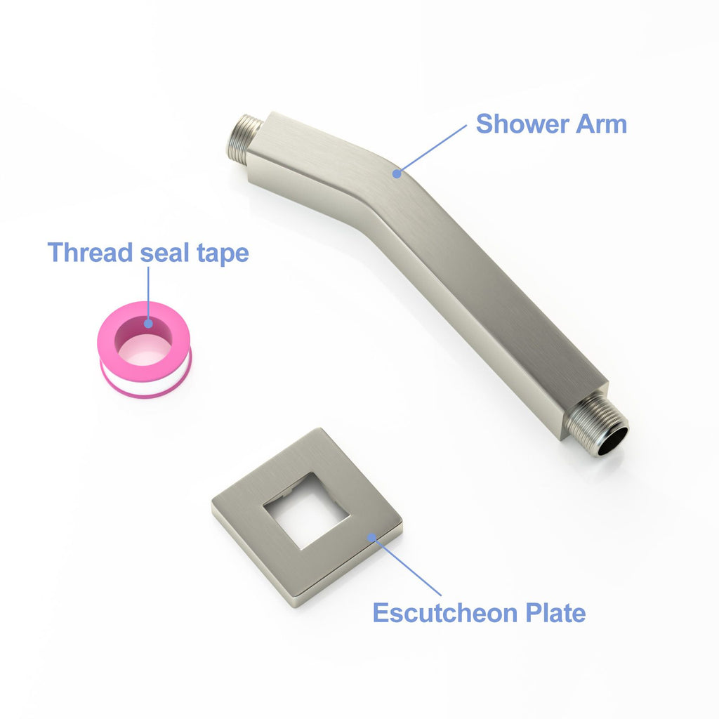 Brushed Nickel Angled Shower Arm with Flange