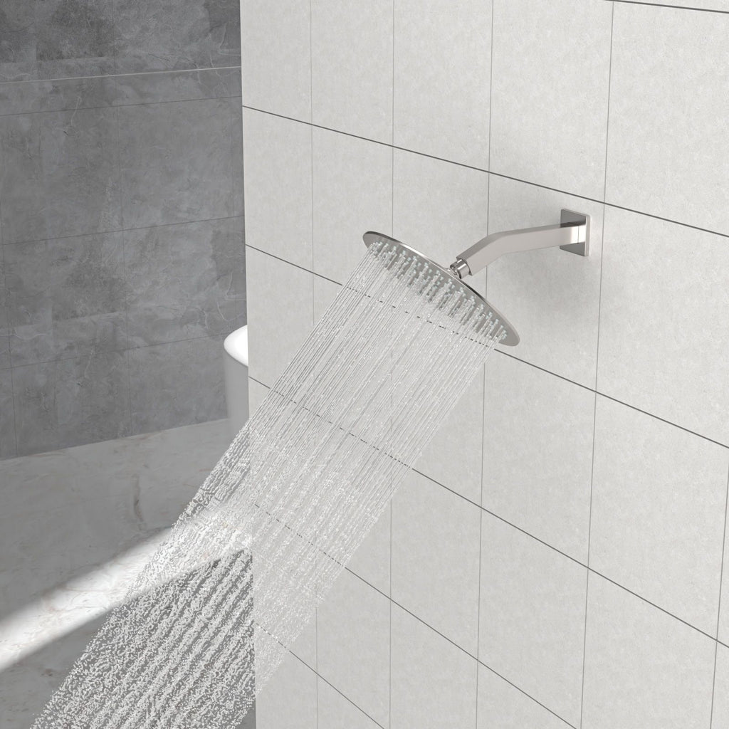 Brushed Nickel Angled Shower Arm with Flange