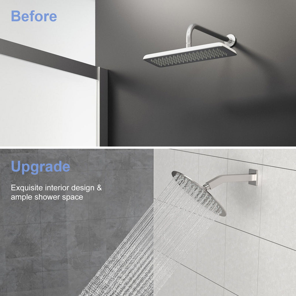 Brushed Nickel Angled Shower Arm with Flange