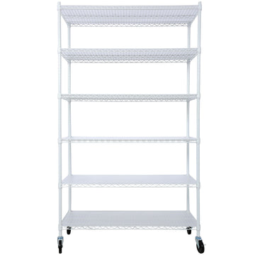 6-Tier Wire Shelving Unit with Adjustable Shelves and Wheels for Home and Office