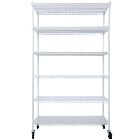 6-Tier Wire Shelving Unit with Adjustable Shelves and Wheels for Home and Office