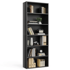 Reinforced 6-Tier Bookshelf with Adjustable Shelves for Home Office