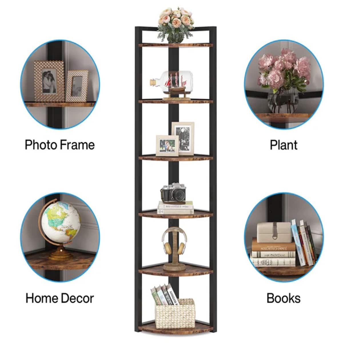 Multi-Tier Corner Shelf for Storage and Display