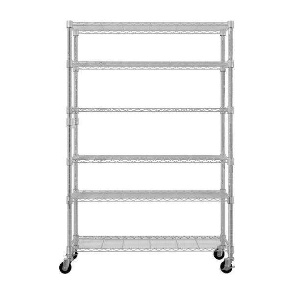 6-Tier Steel Wire Shelving with Wheels – Easy Tool-Free Assembly