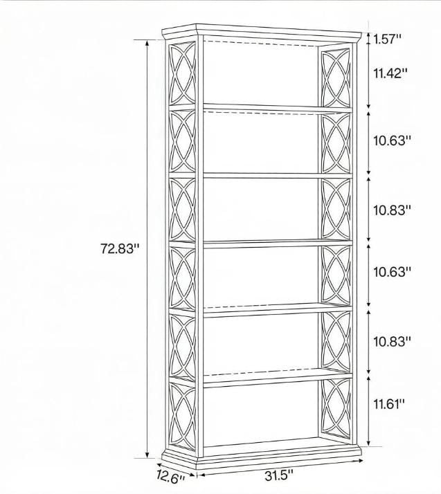 Six-Shelf Industrial Etagere Bookcase