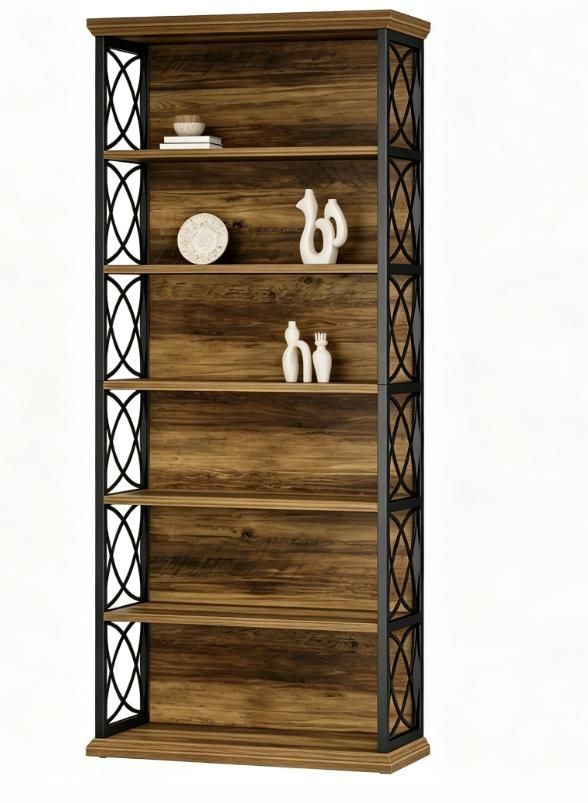 Six-Shelf Industrial Etagere Bookcase