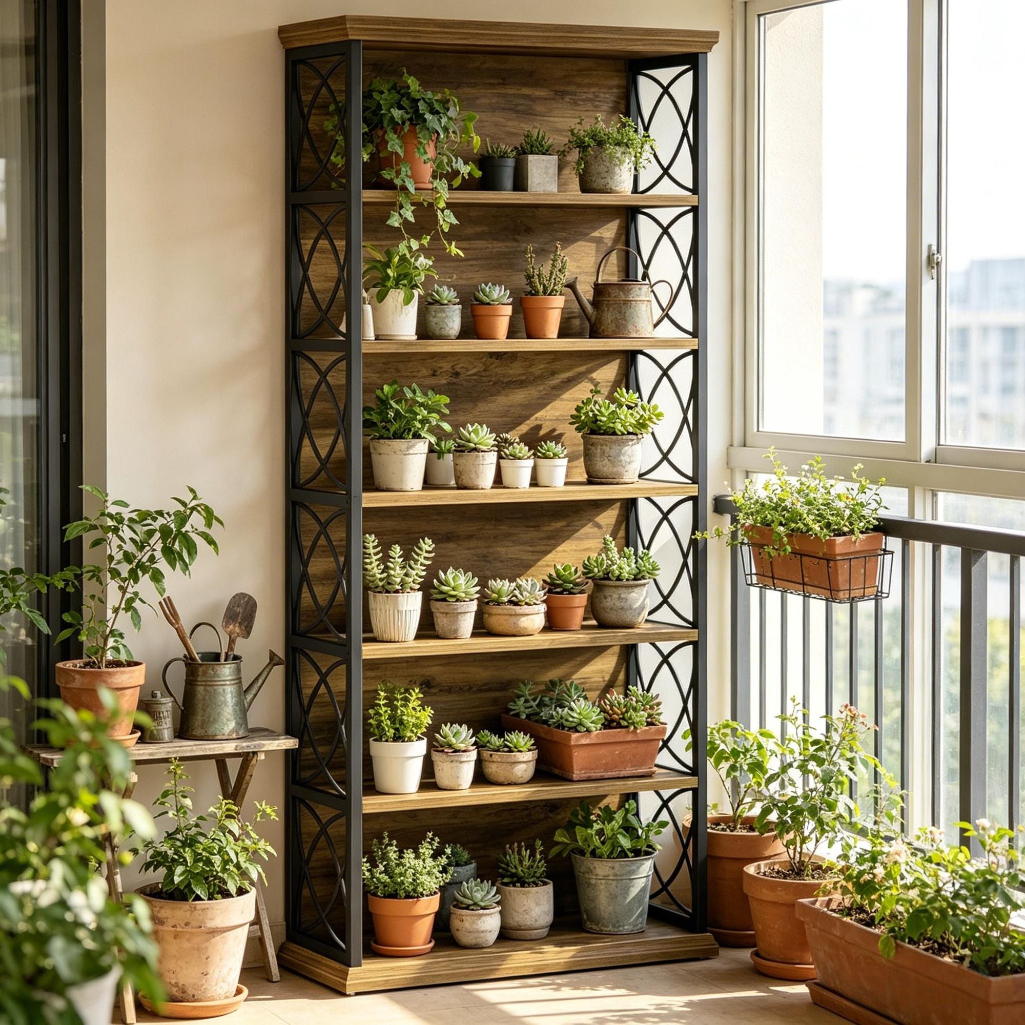 Six-Shelf Industrial Etagere Bookcase