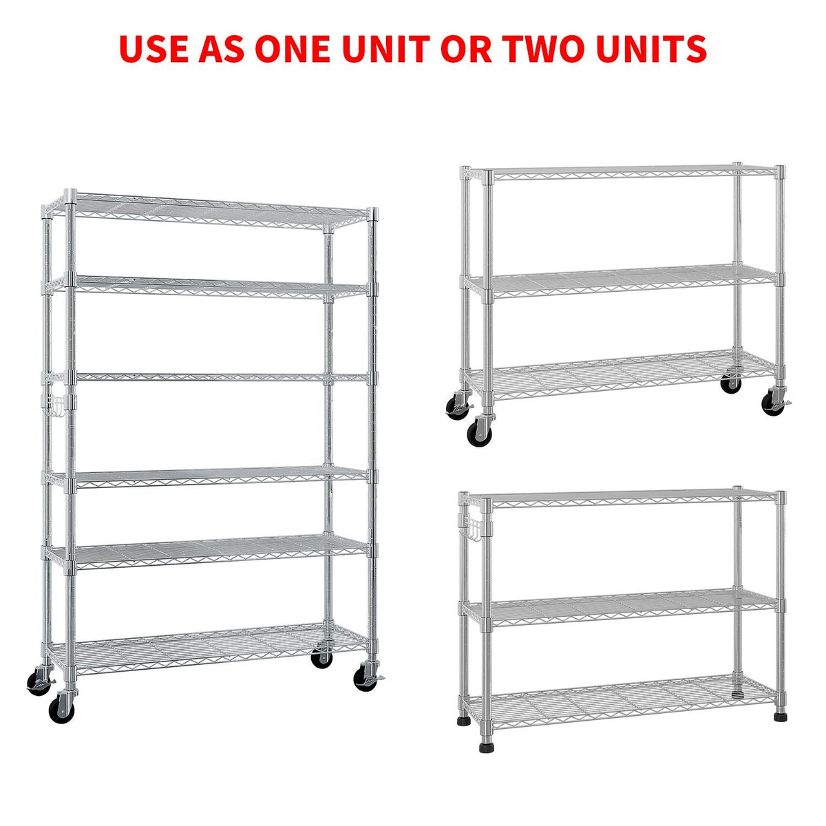 6-Tier Adjustable Shelving Unit with Locking Wheels