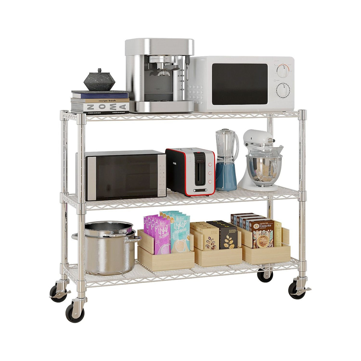 6-Tier Adjustable Shelving Unit with Locking Wheels