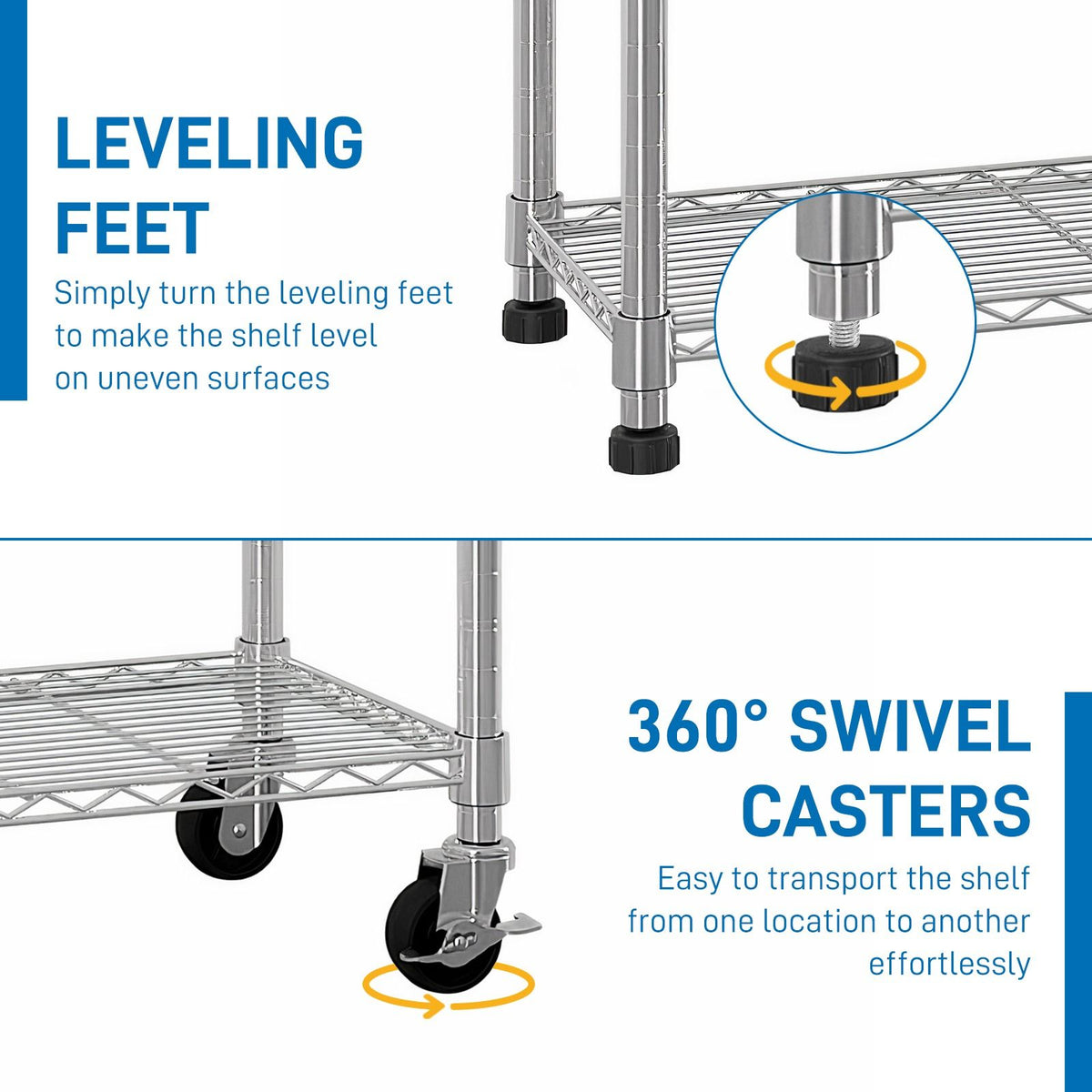 6-Tier Adjustable Shelving Unit with Locking Wheels