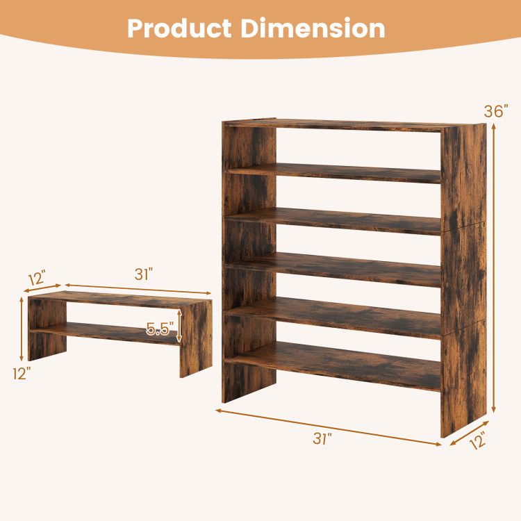 Modular Six-Tier Shoe Rack for Flexible Entryway Storage