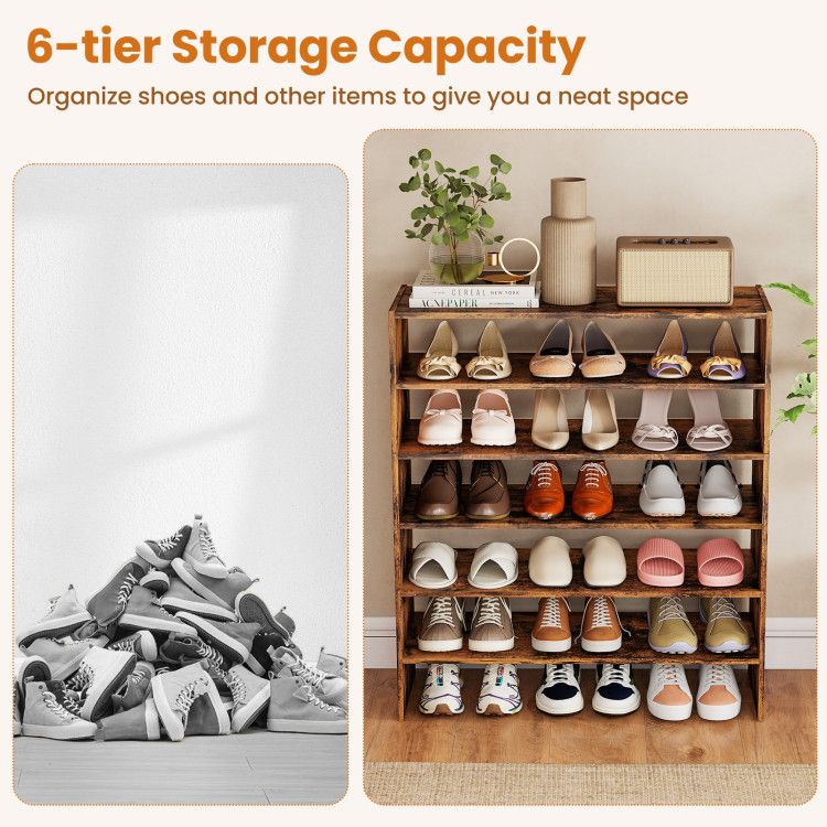 Modular Six-Tier Shoe Rack for Flexible Entryway Storage