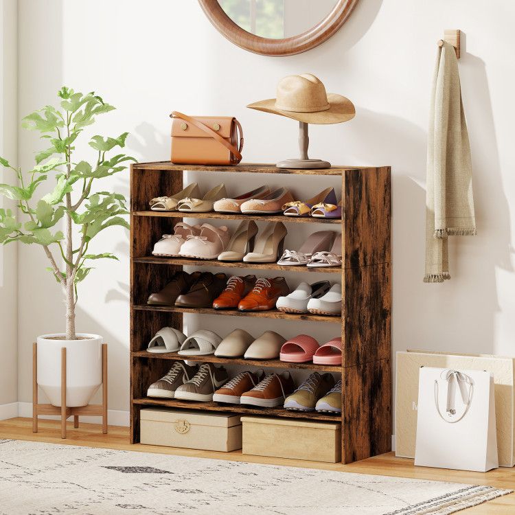 Modular Six-Tier Shoe Rack for Flexible Entryway Storage