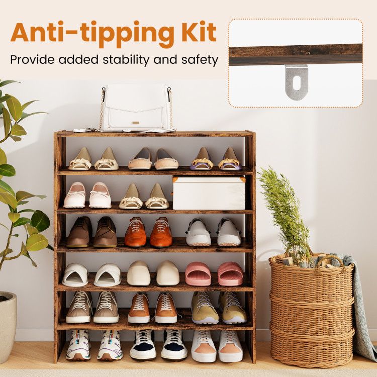 Modular Six-Tier Shoe Rack for Flexible Entryway Storage