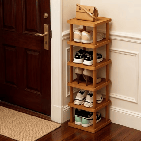 6-Tier Stacked Bamboo Shoe Rack - Freestanding Organizer for Entryway & Closet