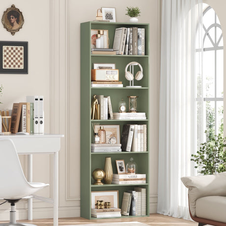 6-Tier Tall Bookshelf with Open Compartments for Living Room, Bedroom, or Office