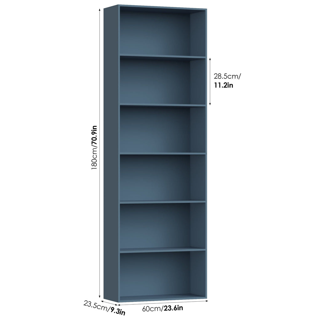 Tall 6-Tier Bookshelf for Living Room, Bedroom, or Office