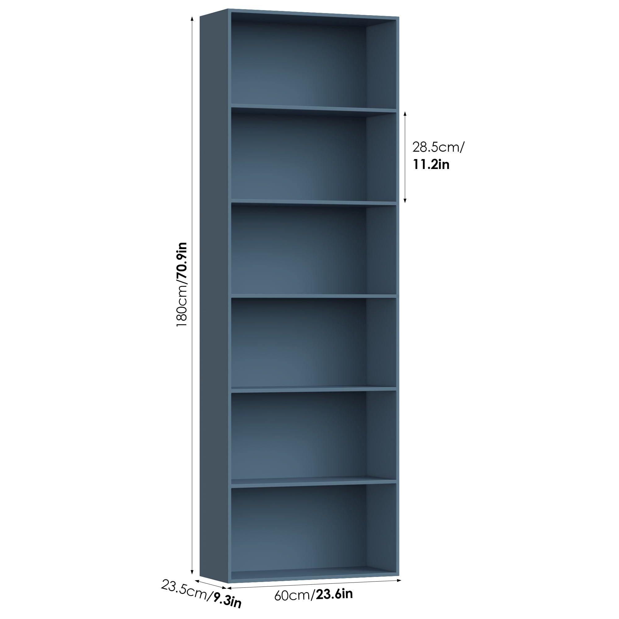 Tall 6-Tier Bookshelf for Living Room, Bedroom, or Office