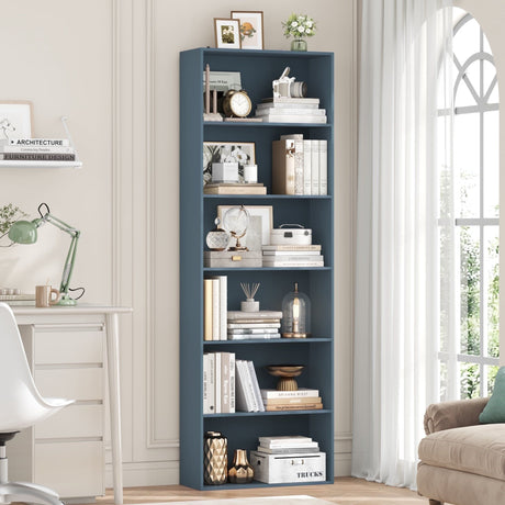 Tall 6-Tier Bookshelf for Living Room, Bedroom, or Office