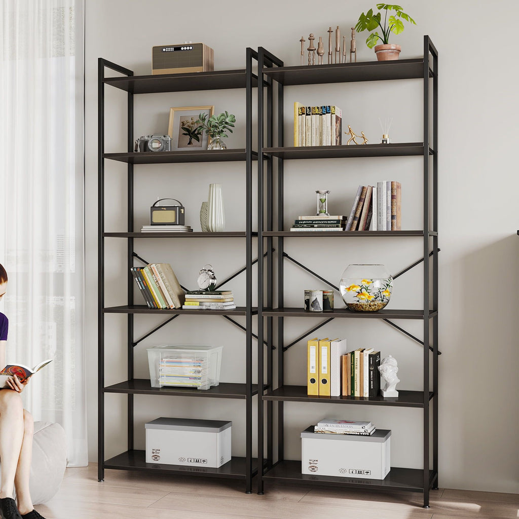 6-Tier Tall Bookshelf, Large Bookcase with Steel Frame, Deep Book Shelf for Living Room