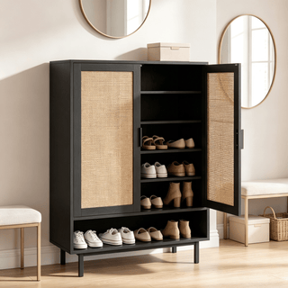 6-Tier Tall Shoe Cabinet 43 Double Doors Storage Organizer for Entryway Hallway