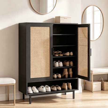 6-Tier Tall Shoe Cabinet 43 Double Doors Storage Organizer for Entryway Hallway