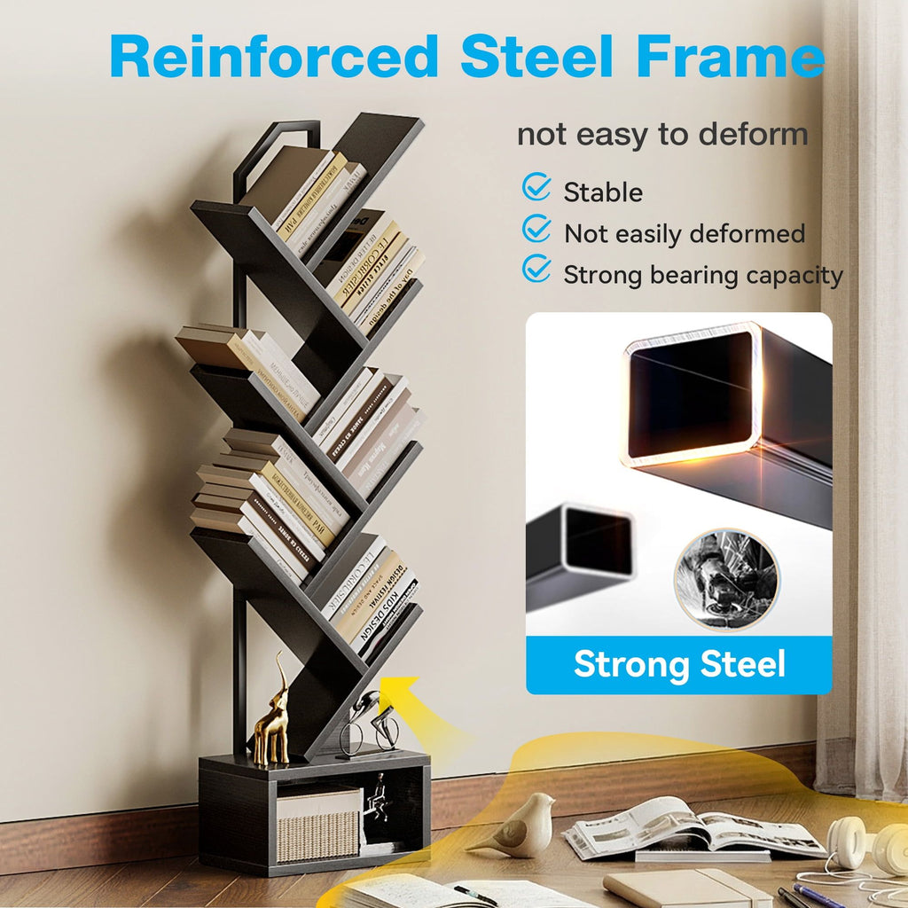 6-Tier Tree Bookshelf: Space-Saving Storage for Small Rooms and Corners