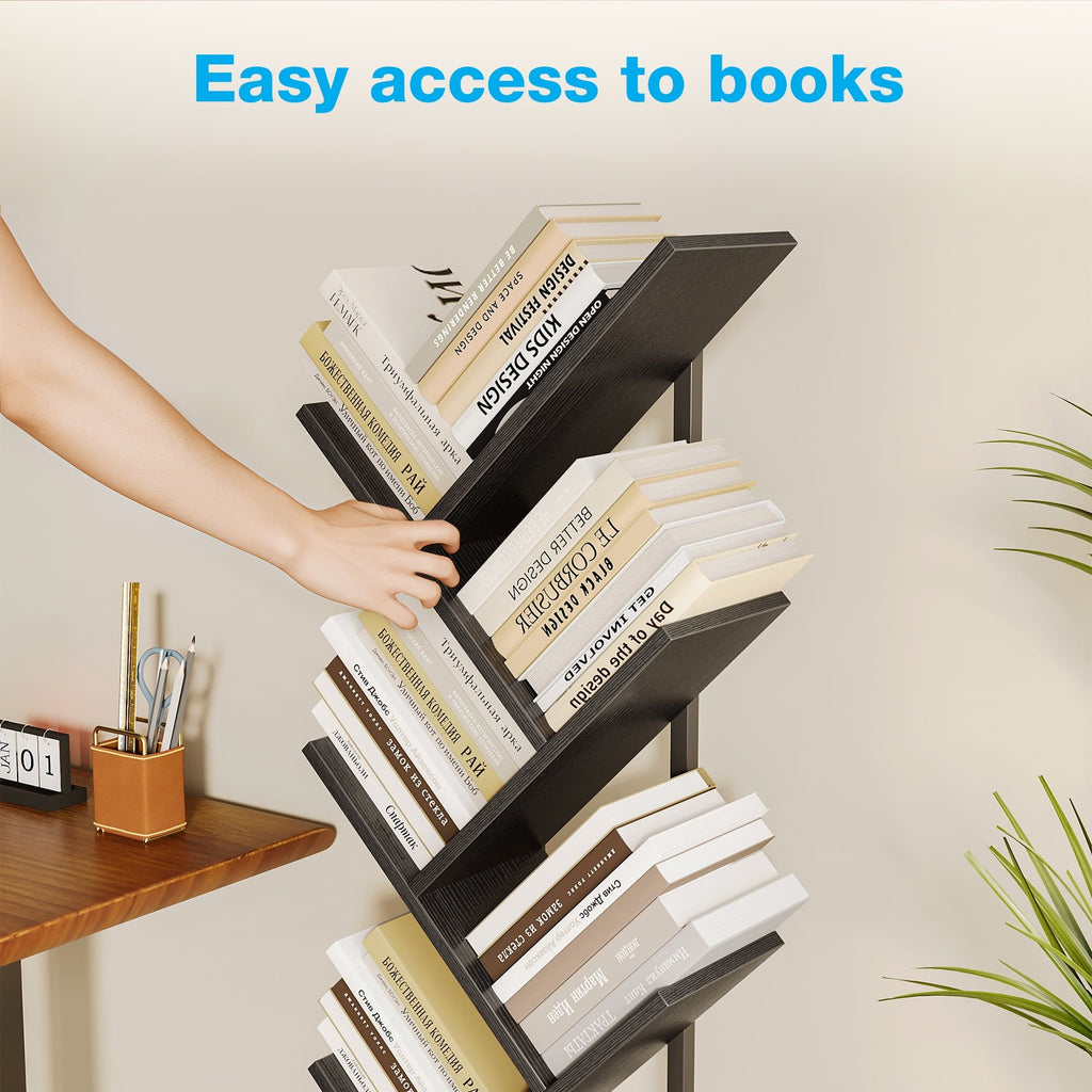 6-Tier Tree Bookshelf: Space-Saving Storage for Small Rooms and Corners