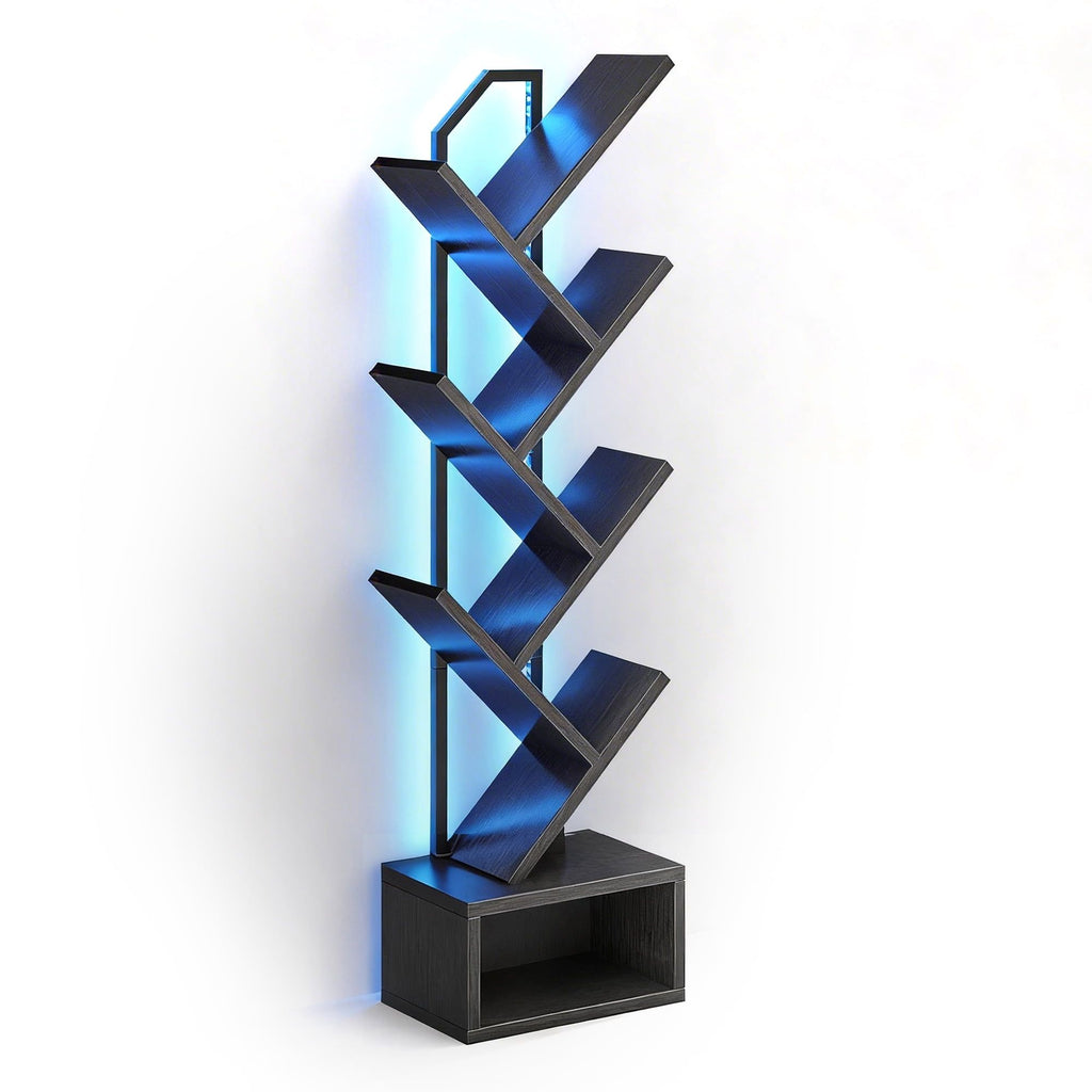 6-Tier Tree Bookshelf with LED Lights – Modern Corner Display Shelf