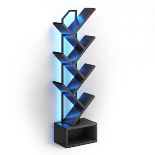 6-Tier Tree Bookshelf with LED Lights – Modern Corner Display Shelf