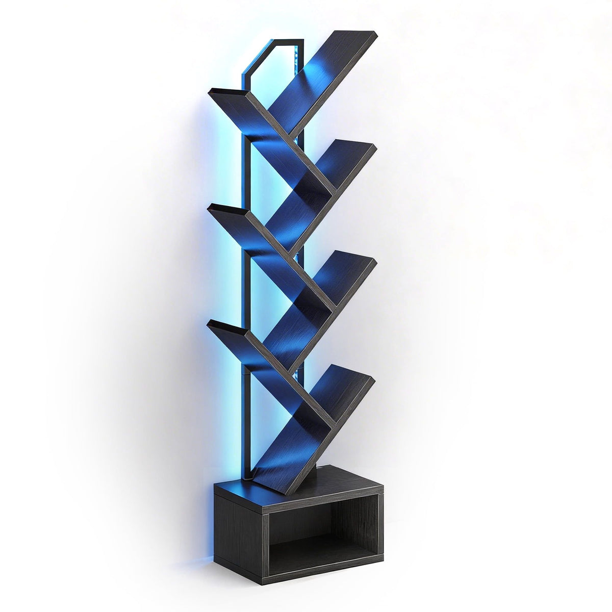 6-Tier Tree Bookshelf with LED Lights – Modern Corner Display Shelf