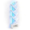 6-Tier Tree Bookshelf with LED Light - Modern Corner Display Shelf