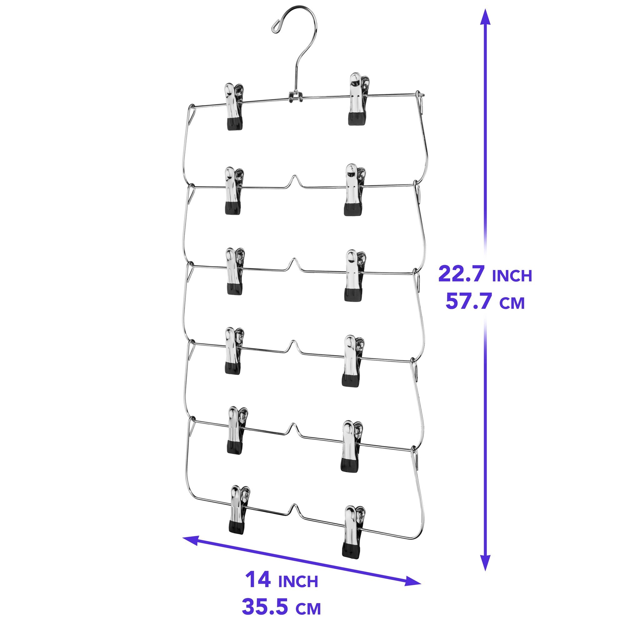 6-Tier Space-Saving Hanger Organizer with Chrome Finish and Swivel Hook