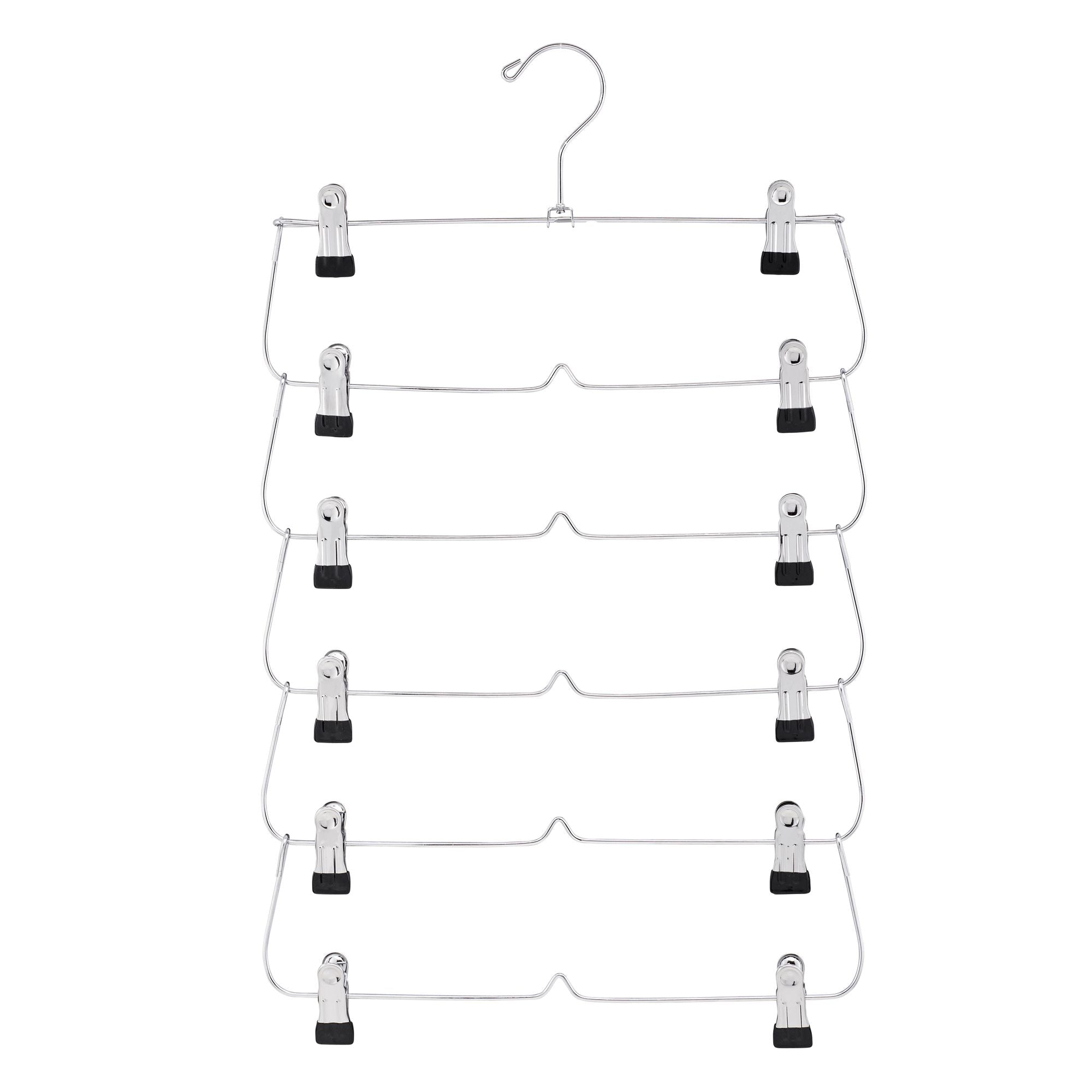 6-Tier Space-Saving Hanger Organizer with Chrome Finish and Swivel Hook