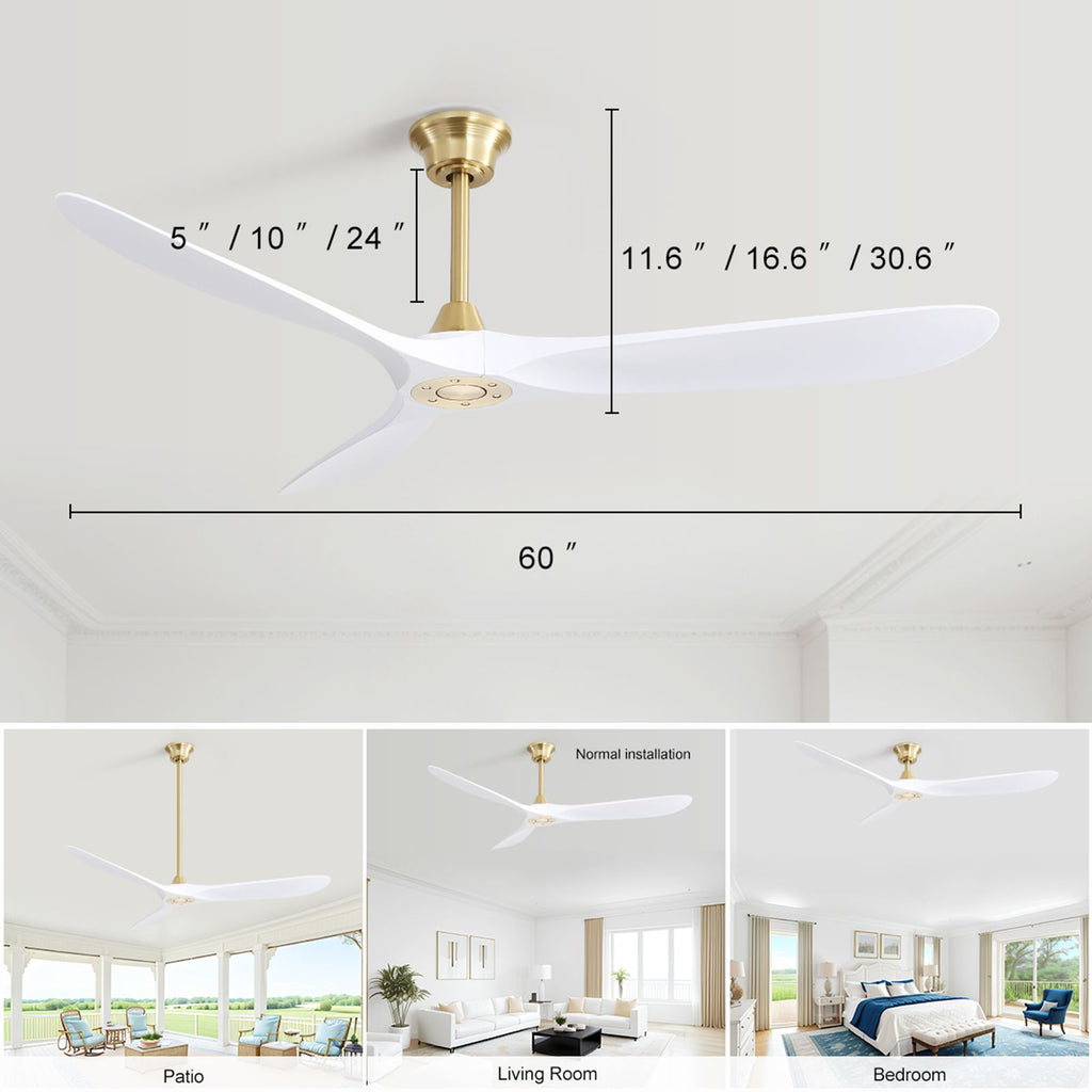 Oversized Ceiling Fan with Energy-Efficient DC Motor and Reversible Function