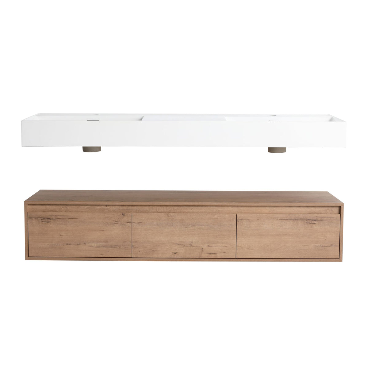 60- Wall-Mounted Bathroom Vanity with Double Resin Sink and Soft-Close Drawer