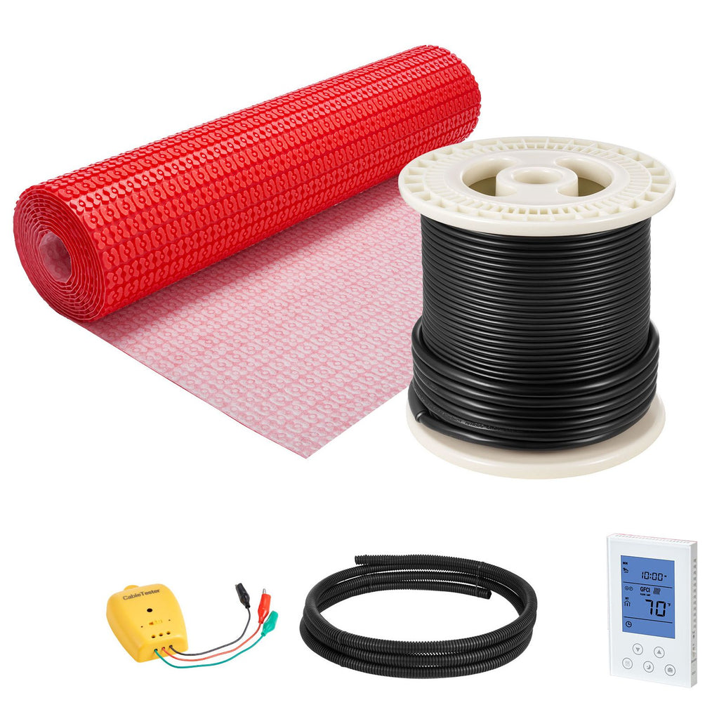 60 sqft Floor Heating Mat System, 120V Electric Radiant Heated Floor System, with