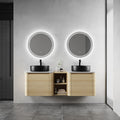' Wall-Mounted Bathroom Vanity With Ceramic Art Sink, and 1-Storage Shelves, Soft-Close