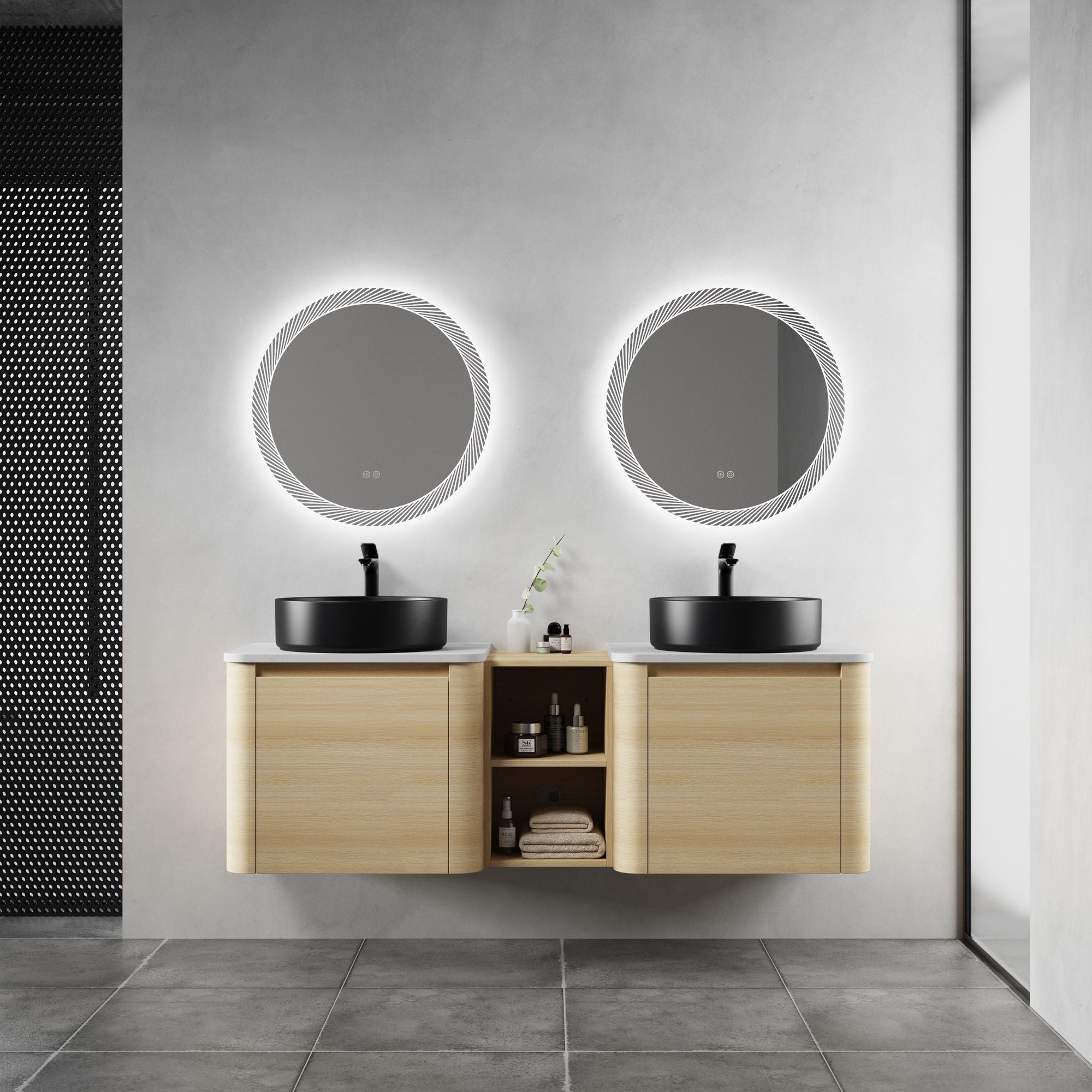' Wall-Mounted Bathroom Vanity With Ceramic Art Sink, and 1-Storage Shelves, Soft-Close