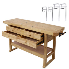 60- Workbench with Drawers and Bar Clamps Set